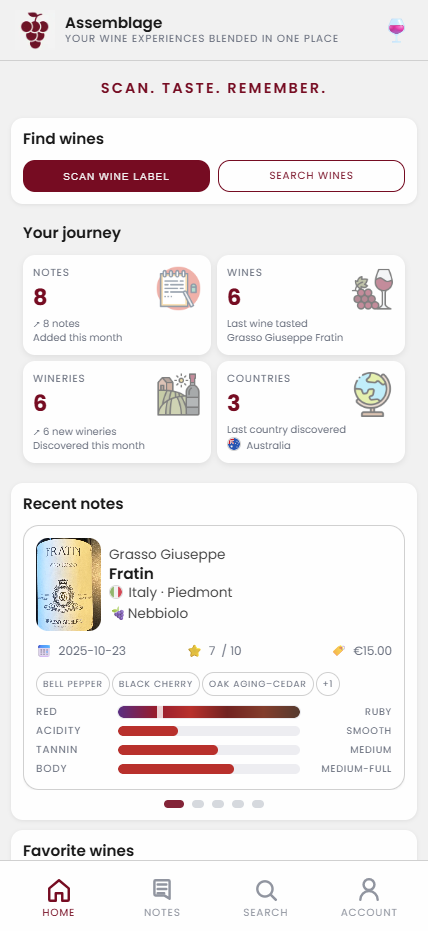 Assemblage home screen